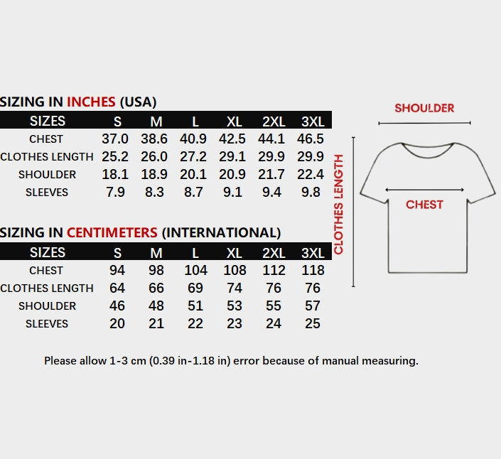 T-shirt size chart