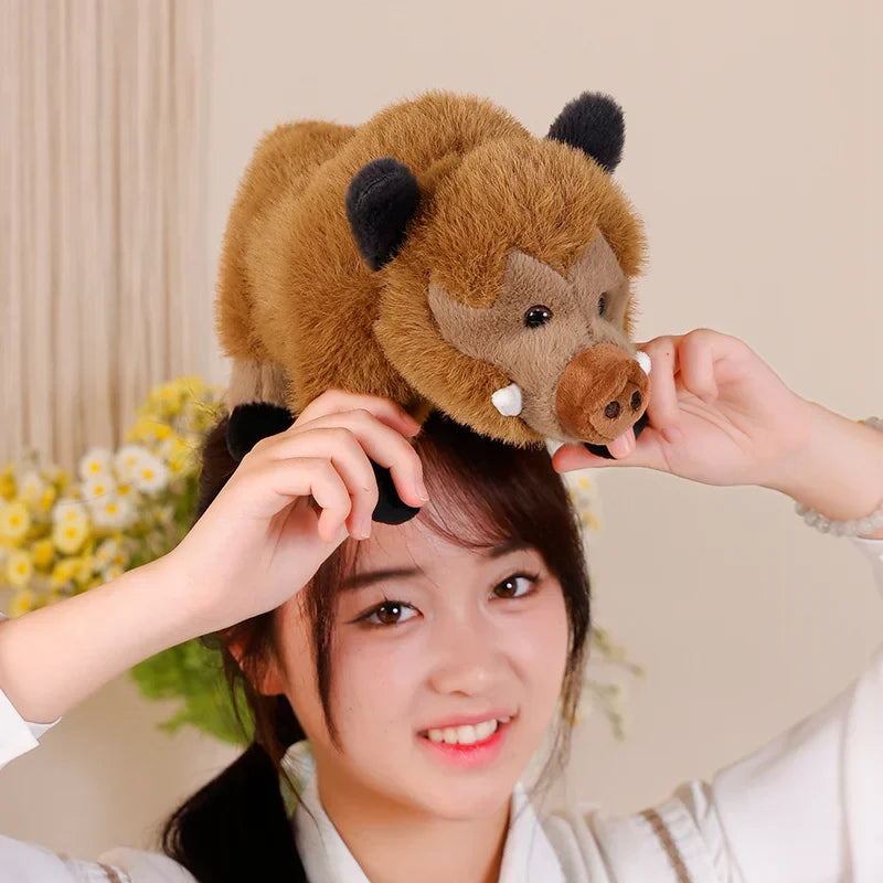 Adorable Fluffy Wild Boar Plush Companion