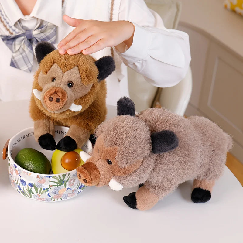 Adorable Fluffy Wild Boar Plush Companion