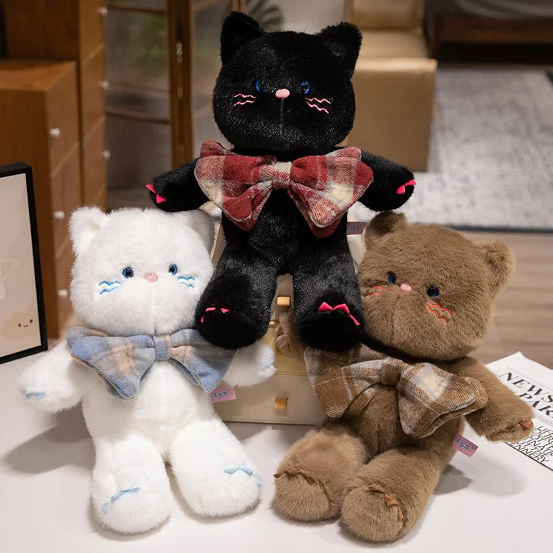 Adorable Kawaii Cat Teddy Bear Plushies with Bowtie