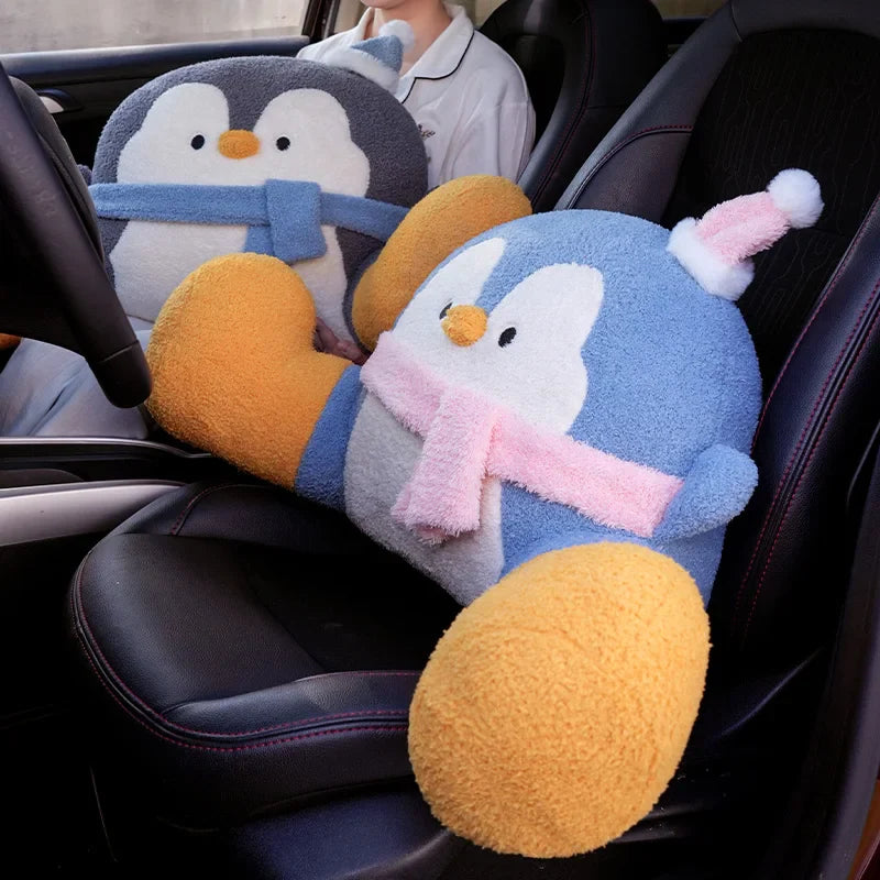 Cozy Fluffy Penguin Backrest Pillow for Ultimate Comfort