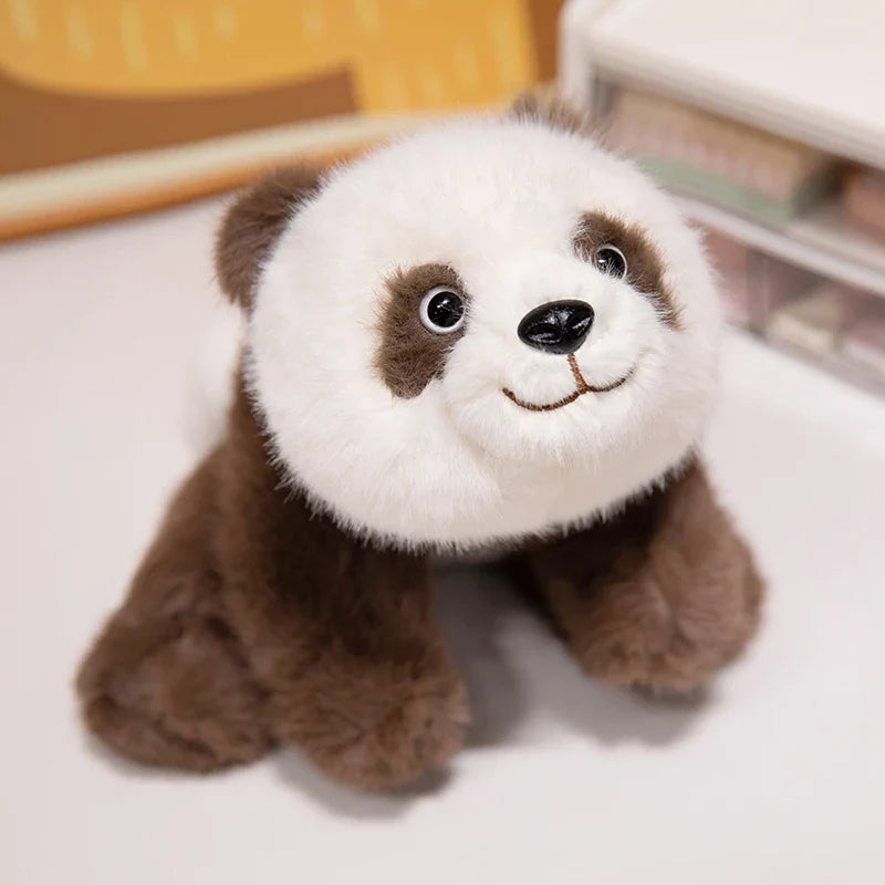 Adorable Fuzzy Black and Brown Panda Plush Toys