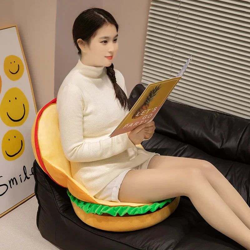 Delightful Plush Happy Hamburger Pillow