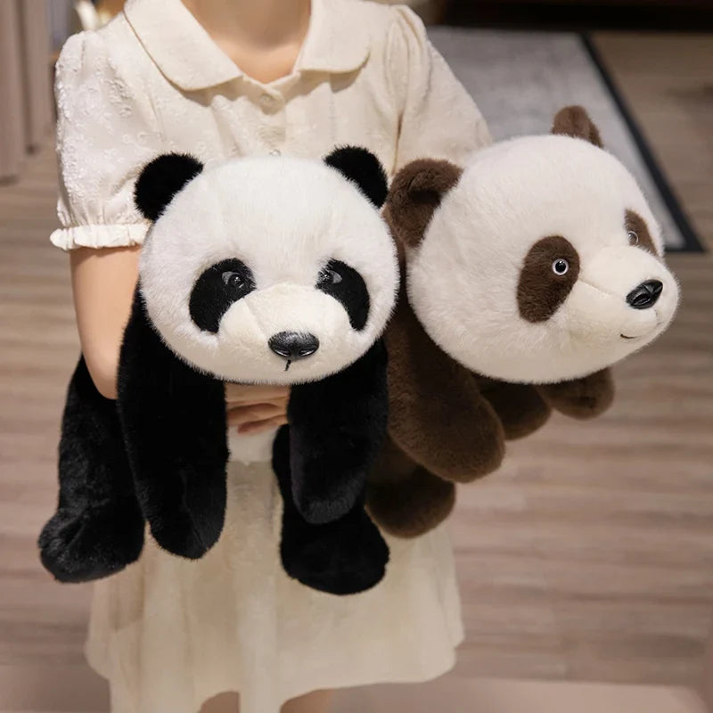 Adorable Fuzzy Black and Brown Panda Plush Toys