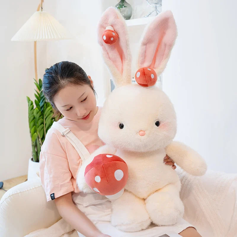 Adorable Kawaii White Bunny Mushroom Stuffed Toy