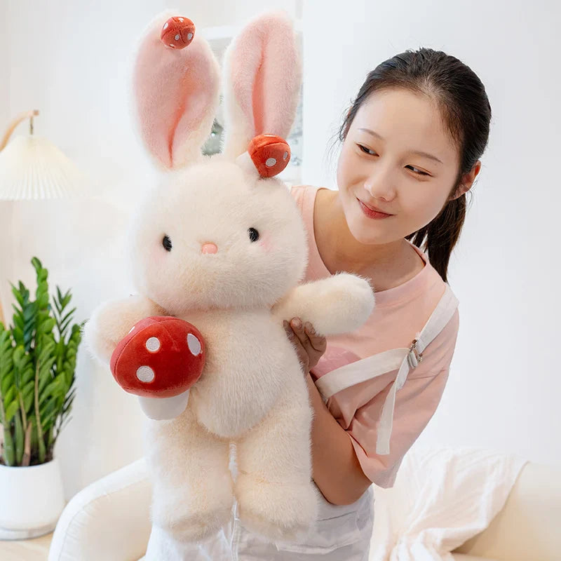 Adorable Kawaii White Bunny Mushroom Stuffed Toy