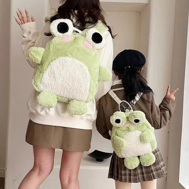 Adorable Green Froggy Plush Backpack for Kids