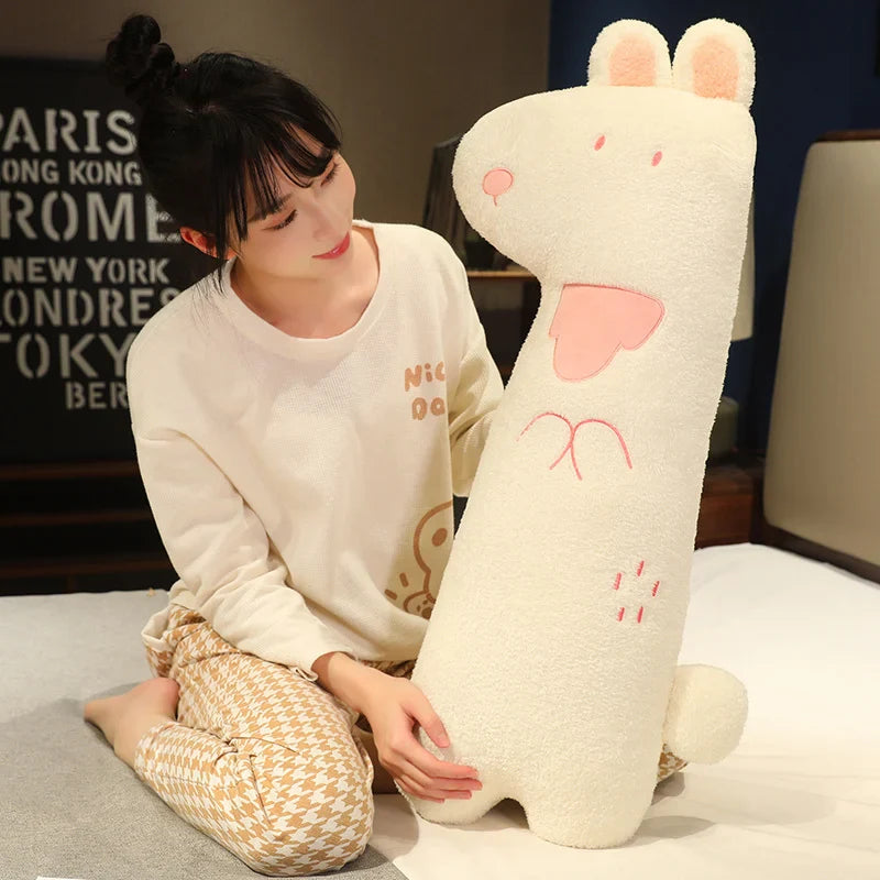 Adorable Cuddly Bunny, Fox, and Wolf Long Pancake Plush Toys