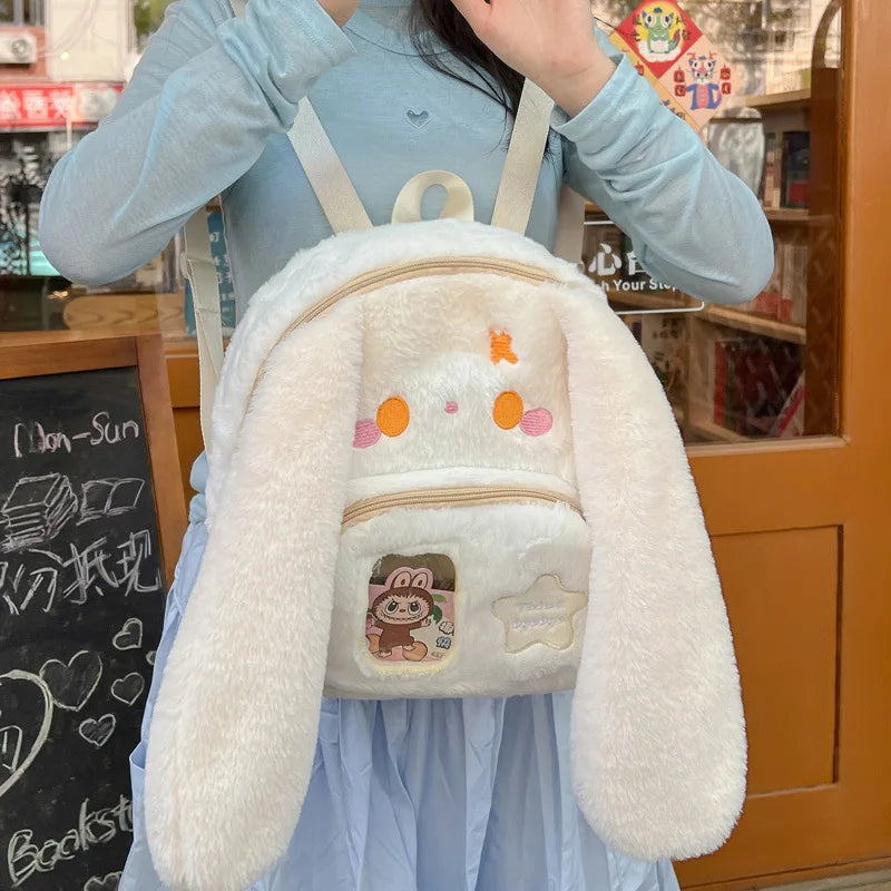 Adorable Kawaii Bunny Plush Backpack with Star Accents