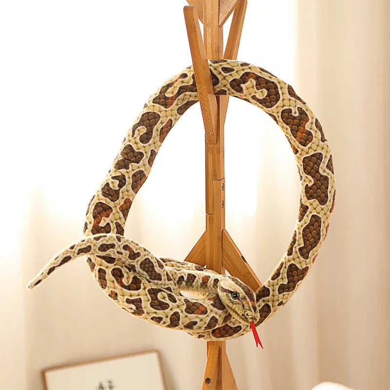 Lifelike Long Plush Snakes in Brown, Green, and Orange