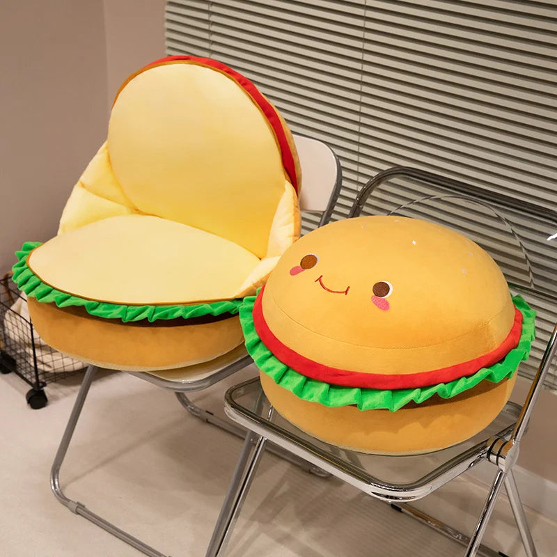 Delightful Plush Happy Hamburger Pillow