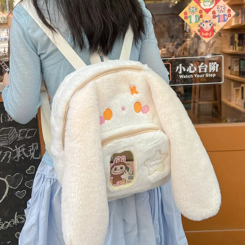 Adorable Kawaii Bunny Plush Backpack with Star Accents
