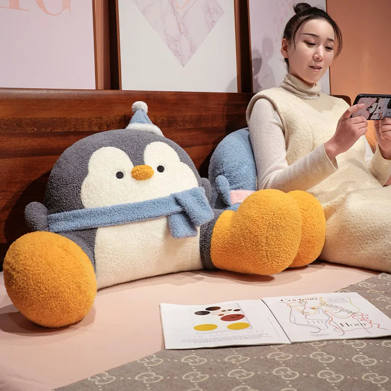 Cozy Fluffy Penguin Backrest Pillow for Ultimate Comfort