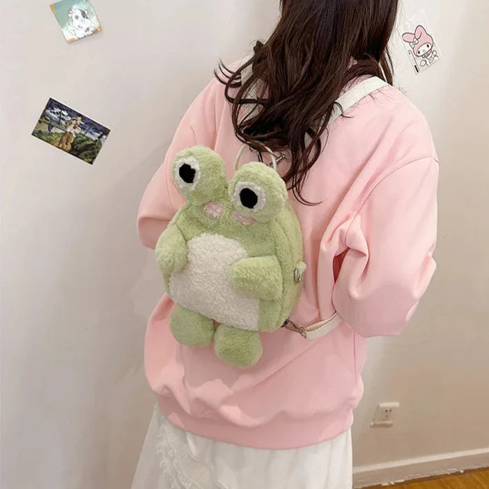 Adorable Green Froggy Plush Backpack for Kids