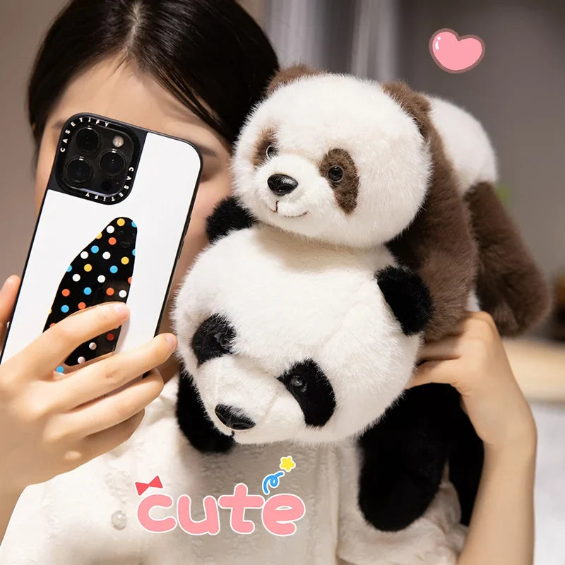 Adorable Fuzzy Black and Brown Panda Plush Toys
