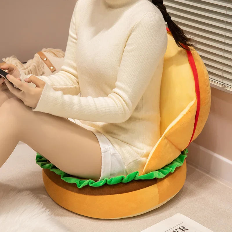 Delightful Plush Happy Hamburger Pillow