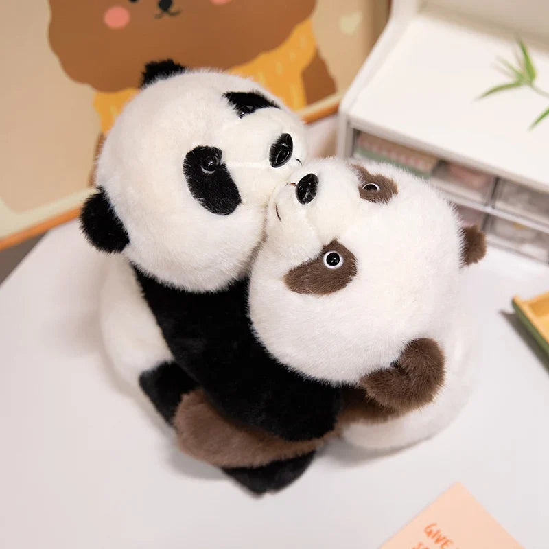 Adorable Fuzzy Black and Brown Panda Plush Toys