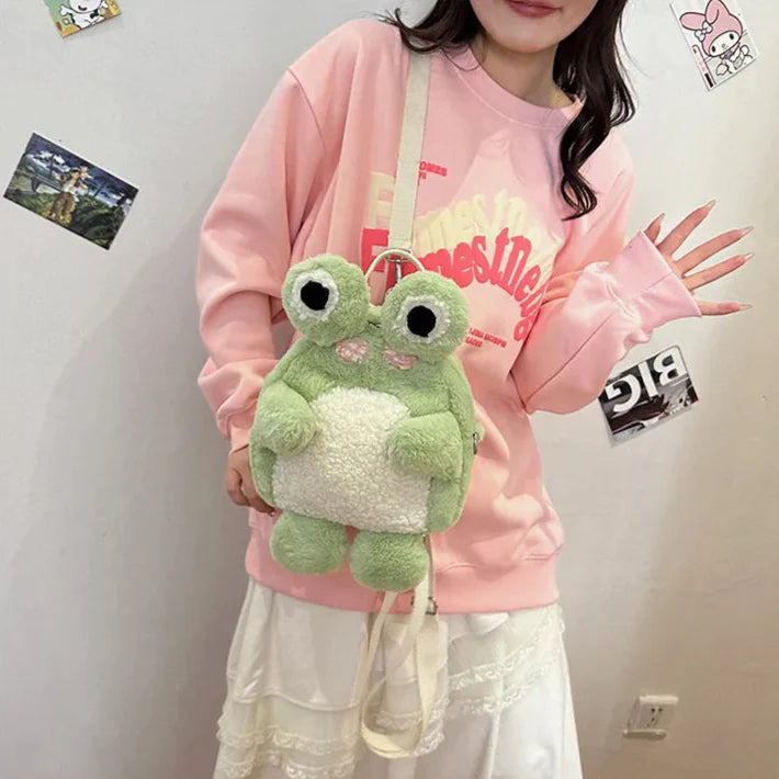 Adorable Green Froggy Plush Backpack for Kids
