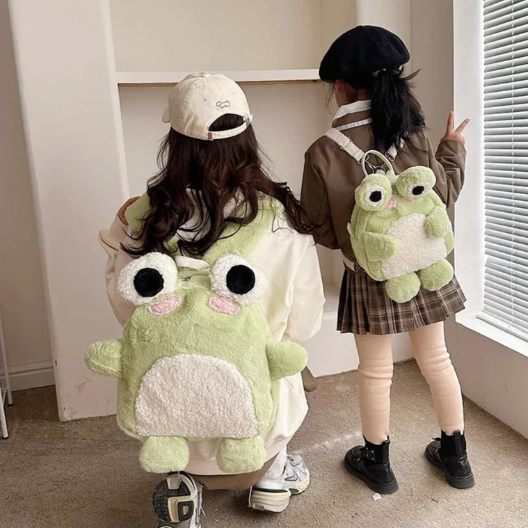 Adorable Green Froggy Plush Backpack for Kids