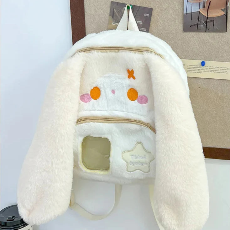 Adorable Kawaii Bunny Plush Backpack with Star Accents