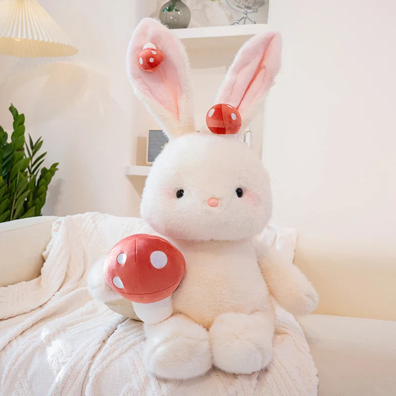 Adorable Kawaii White Bunny Mushroom Stuffed Toy