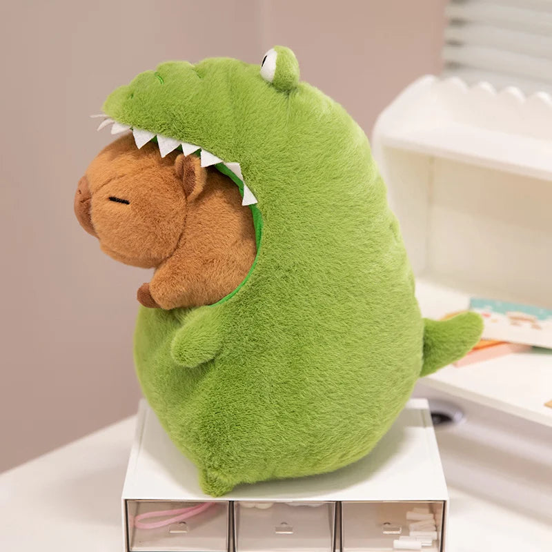 Adorable Capybara Green Dinosaur Plushie Outfit