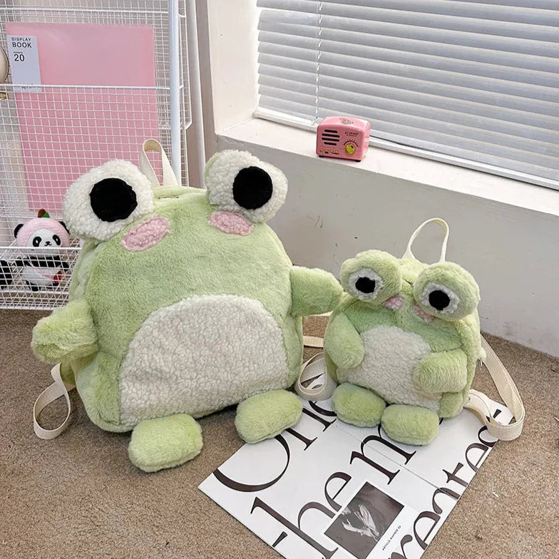 Adorable Green Froggy Plush Backpack for Kids