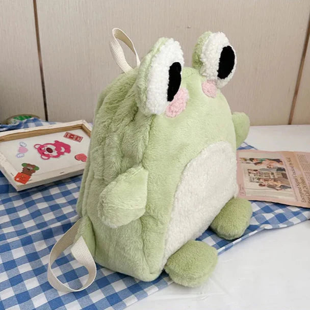Adorable Green Froggy Plush Backpack for Kids