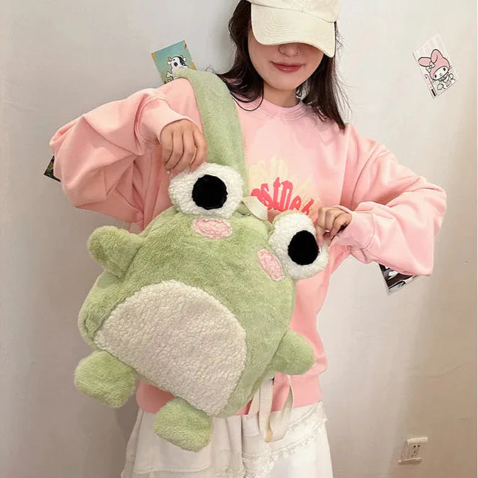 Adorable Green Froggy Plush Backpack for Kids