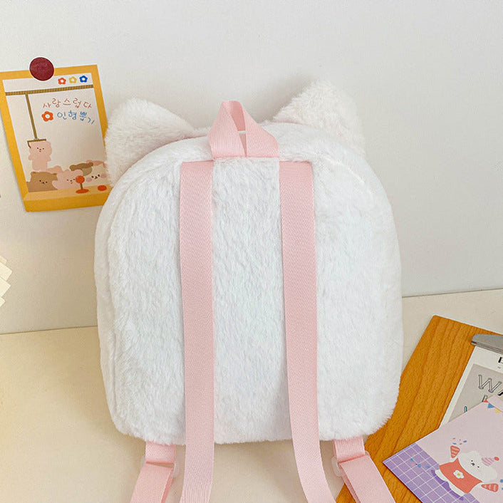 Adorable Kawaii Stars Plush Backpack Featuring Cats and Dogs