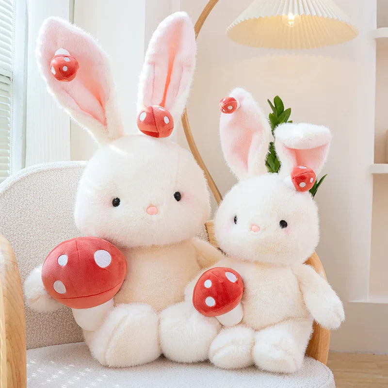 Adorable Kawaii White Bunny Mushroom Stuffed Toy