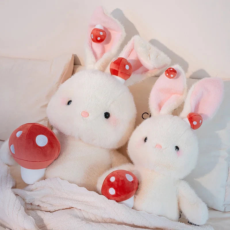Adorable Kawaii White Bunny Mushroom Stuffed Toy