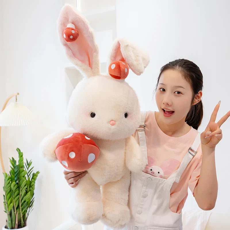 Adorable Kawaii White Bunny Mushroom Stuffed Toy