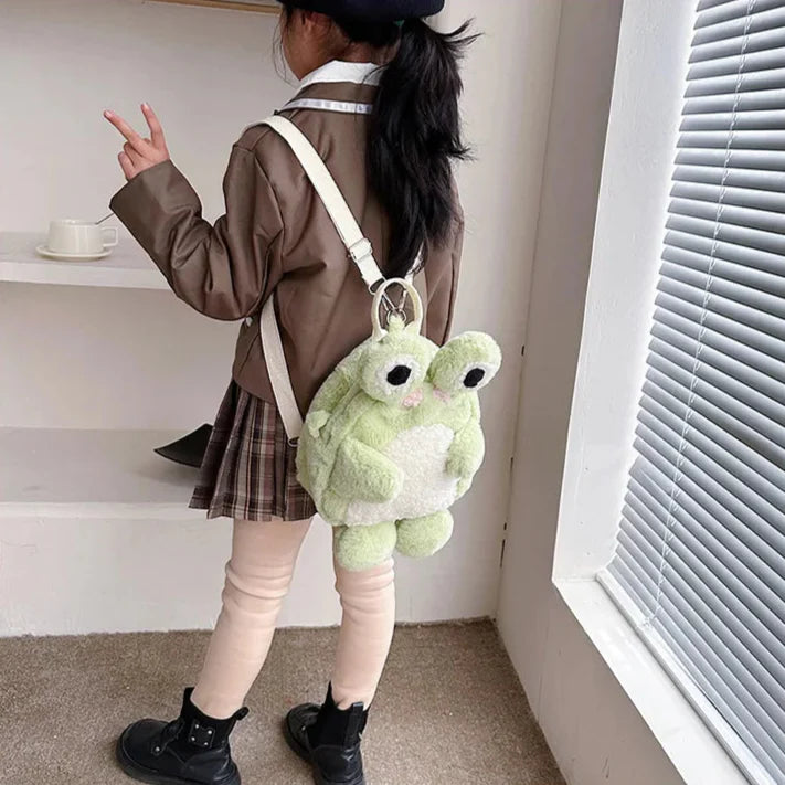 Adorable Green Froggy Plush Backpack for Kids