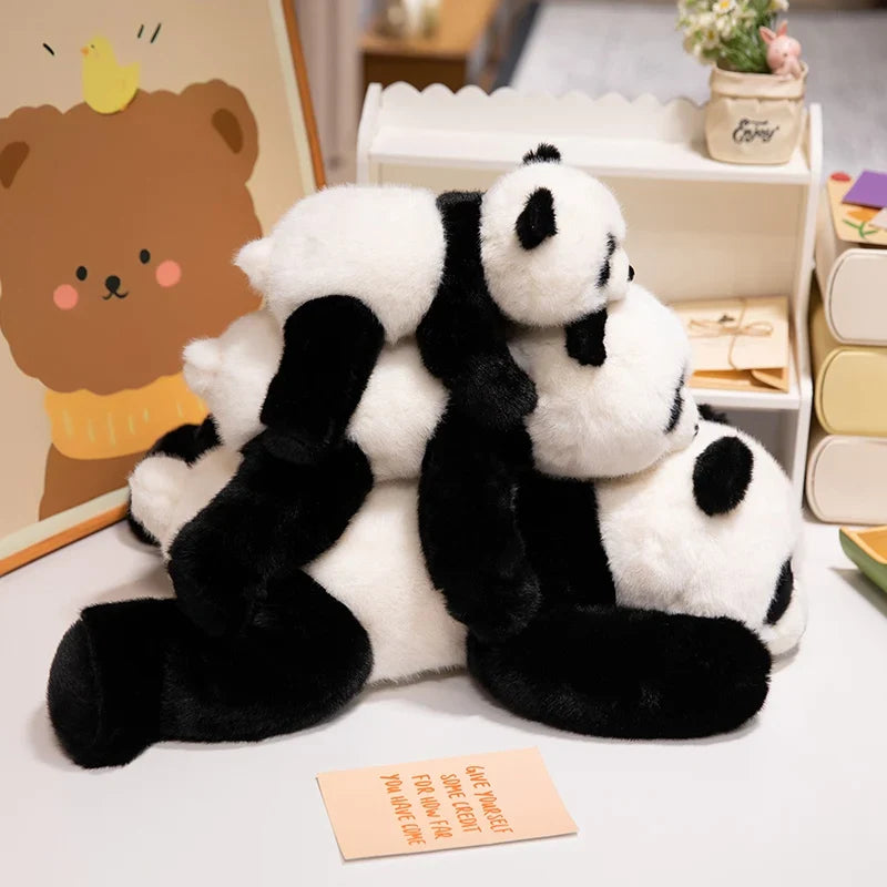 Adorable Fuzzy Black and Brown Panda Plush Toys