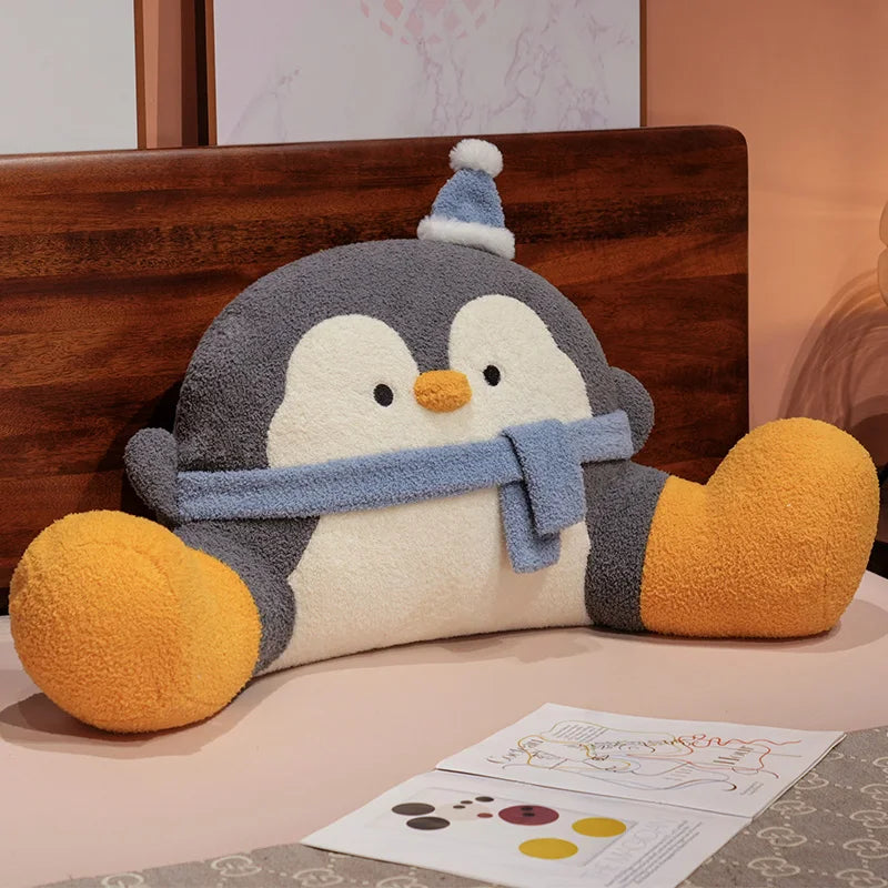 Cozy Fluffy Penguin Backrest Pillow for Ultimate Comfort