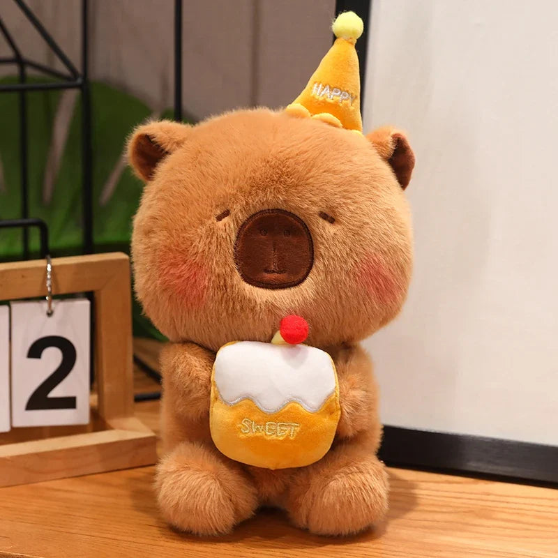 Adorable Capybara and Bear Birthday Cake Plushies for a Joyful Celebration!