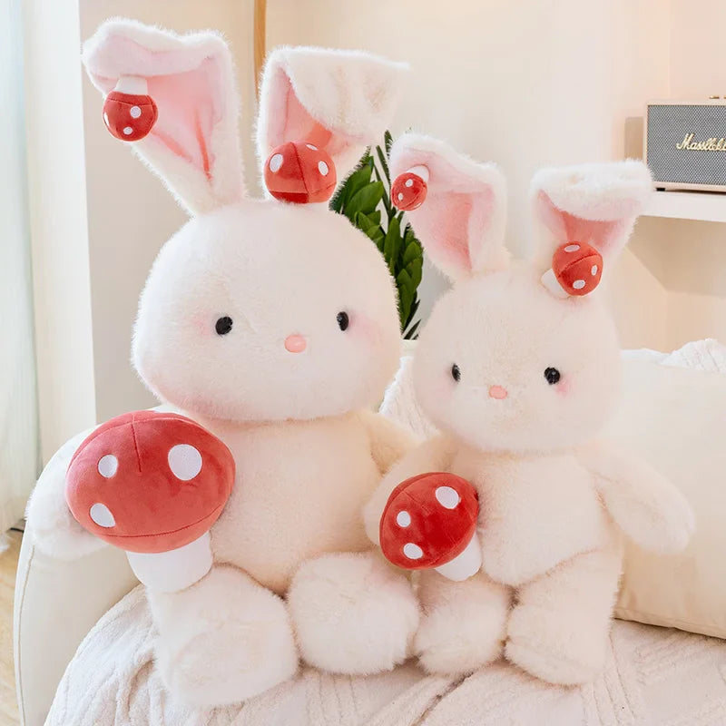 Adorable Kawaii White Bunny Mushroom Stuffed Toy