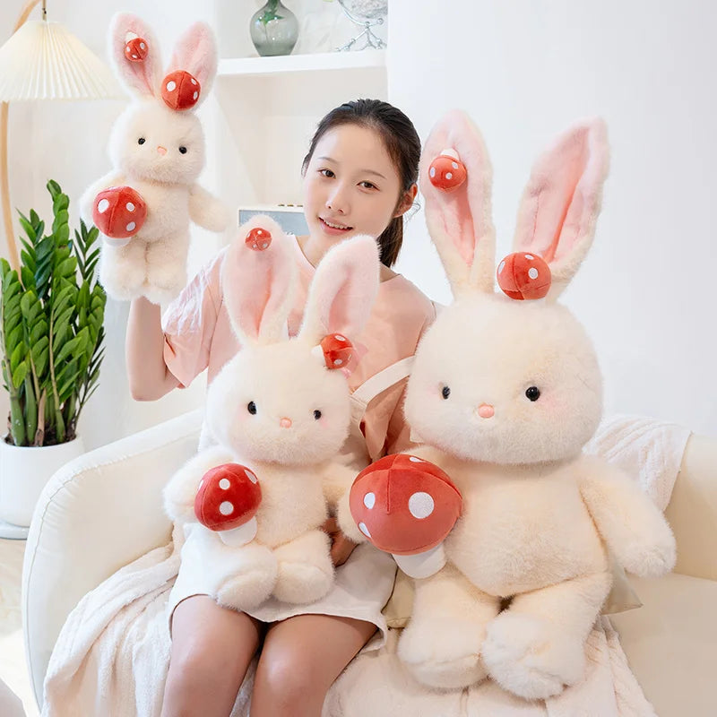Adorable Kawaii White Bunny Mushroom Stuffed Toy