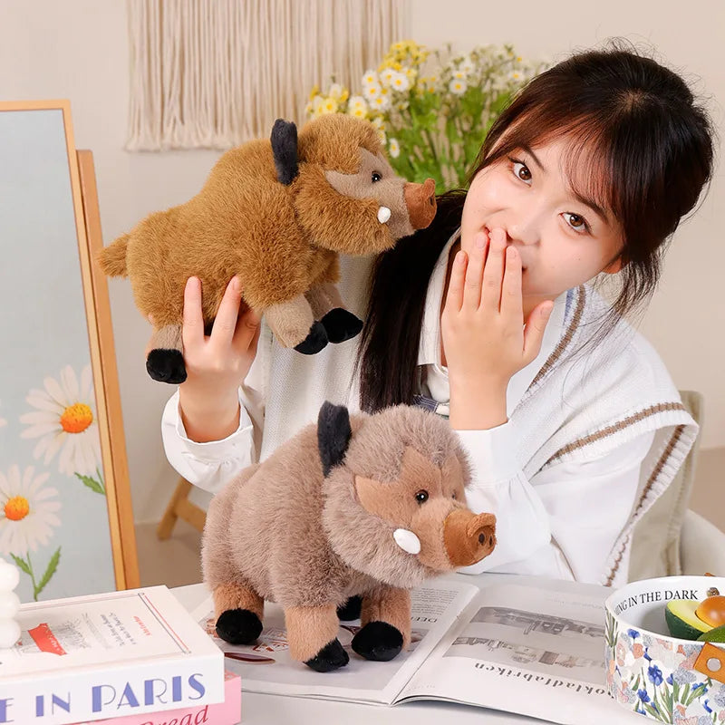 Adorable Fluffy Wild Boar Plush Companion