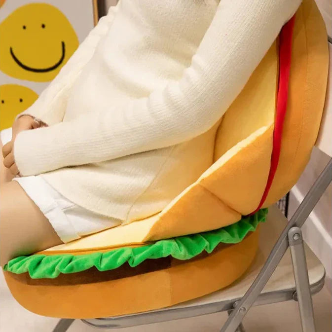 Delightful Plush Happy Hamburger Pillow