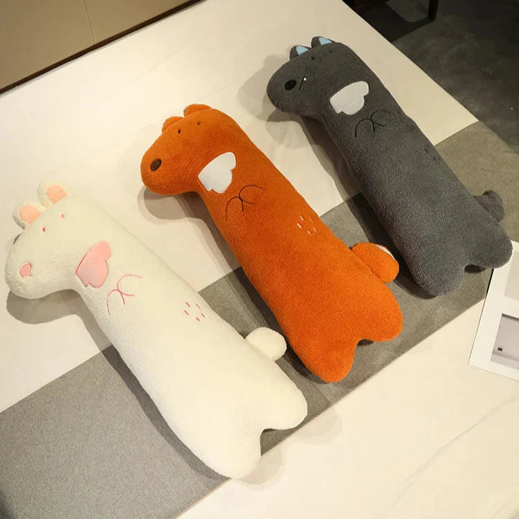 Adorable Cuddly Bunny, Fox, and Wolf Long Pancake Plush Toys