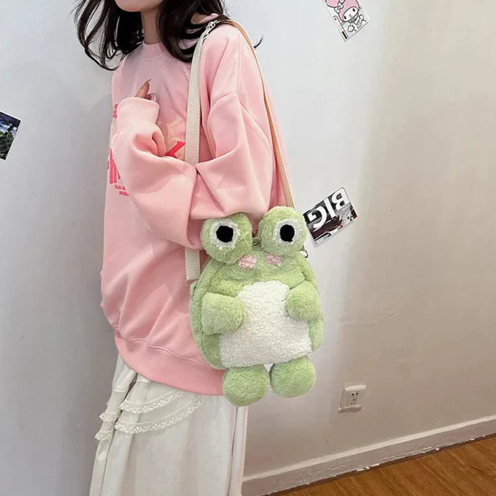 Adorable Green Froggy Plush Backpack for Kids