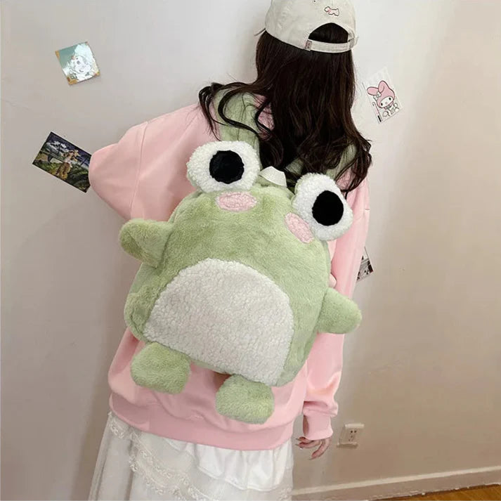 Adorable Green Froggy Plush Backpack for Kids