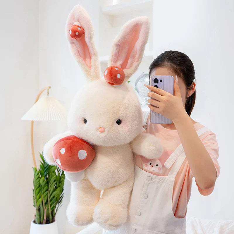 Adorable Kawaii White Bunny Mushroom Stuffed Toy