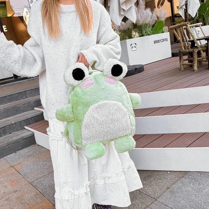 Adorable Green Froggy Plush Backpack for Kids