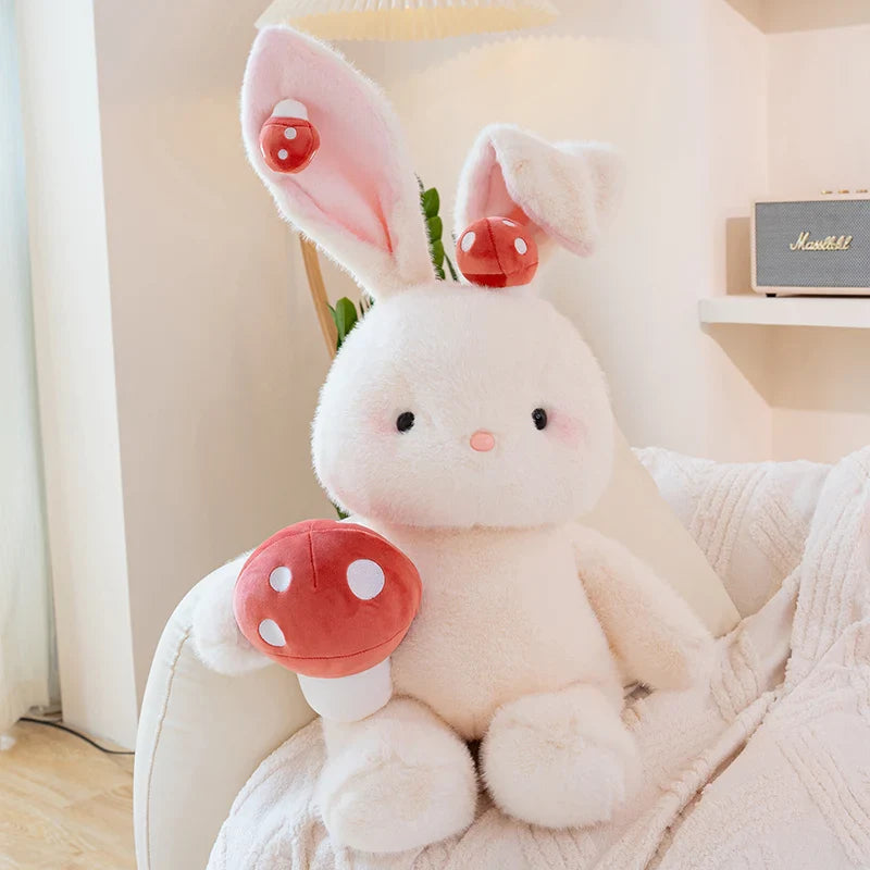 Adorable Kawaii White Bunny Mushroom Stuffed Toy