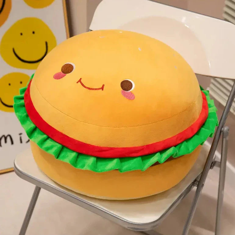 Delightful Plush Happy Hamburger Pillow