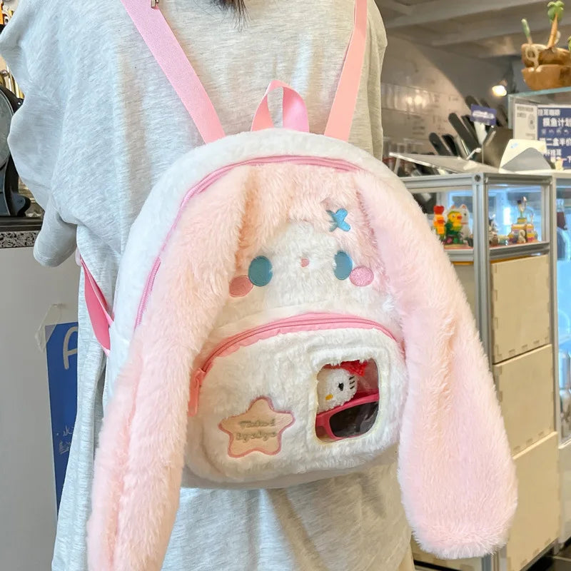 Adorable Kawaii Bunny Plush Backpack with Star Accents