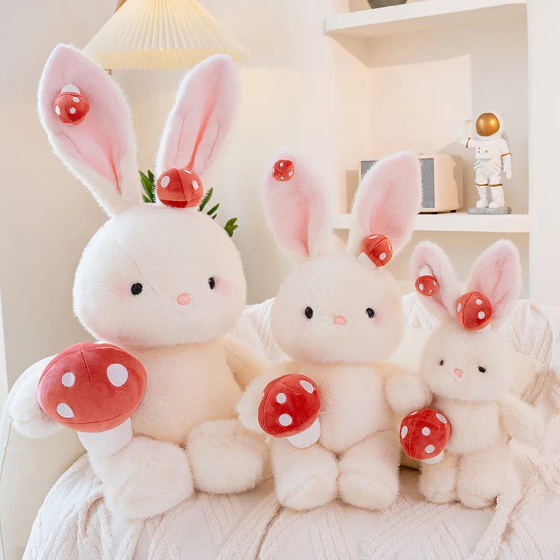 Adorable Kawaii White Bunny Mushroom Stuffed Toy